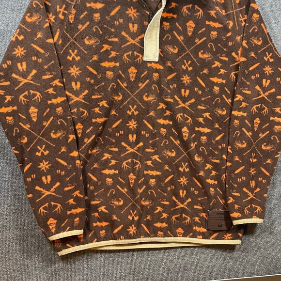 Southern Marsh 1/4 Zip Woodlands Fleece Pullover Men's Large Brown Geometric AOP - Picture 3 of 13